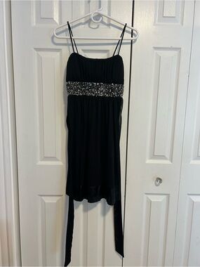 City Studio Black Spaghetti Strap Beaded Waist Camisole